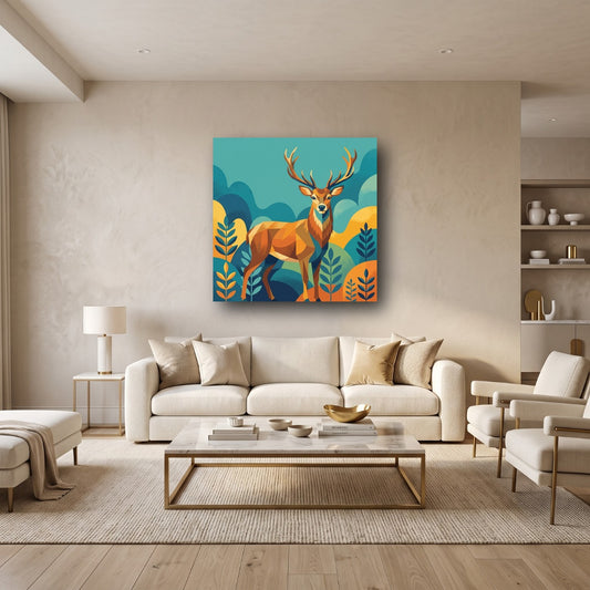 Geometric Deer Canvas Wall Art - Home View