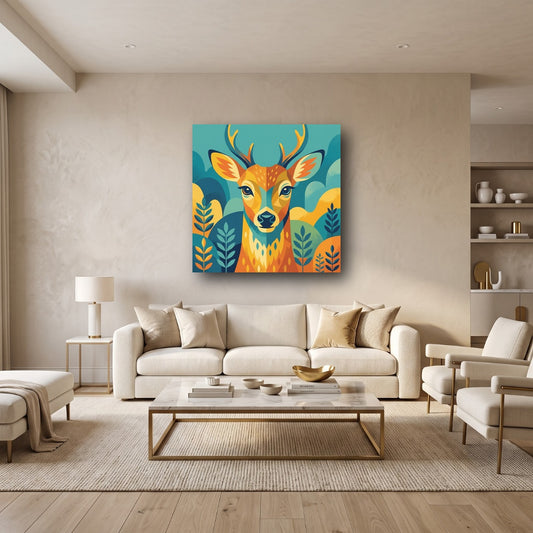 Geometric Deer Canvas Wall Art - Home View