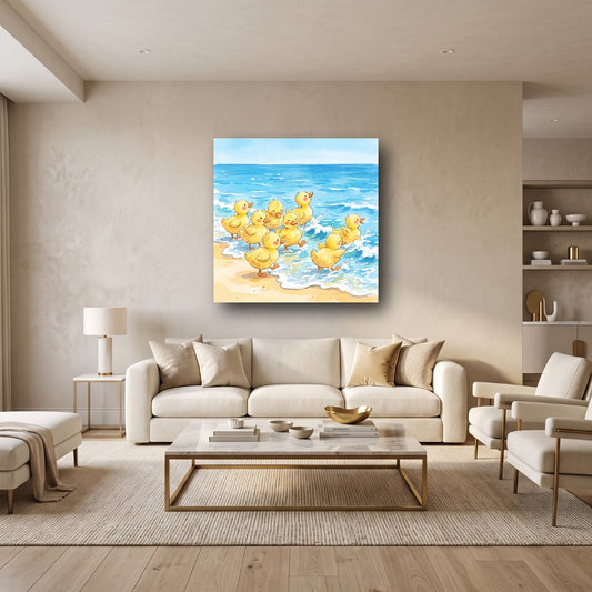Charming Ducklings Canvas Wall Art - Home View