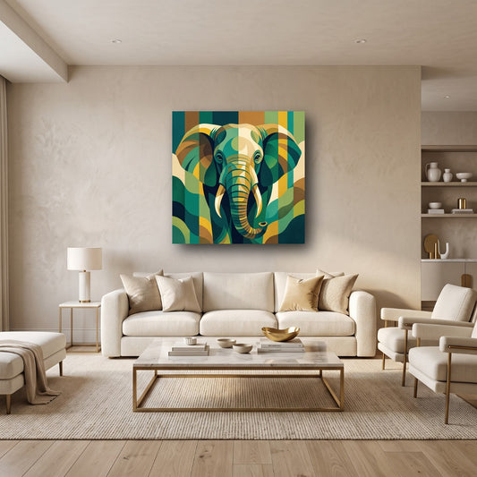 Geometric Elephant Canvas Wall Art - Home View