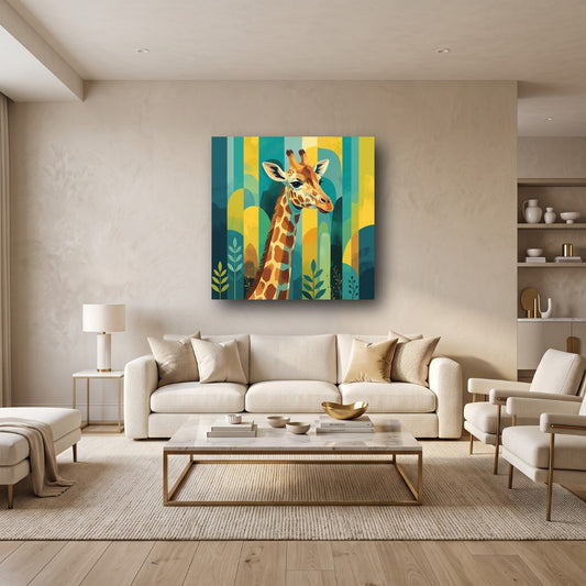 Modern Giraffe Canvas Wall Art - Home View