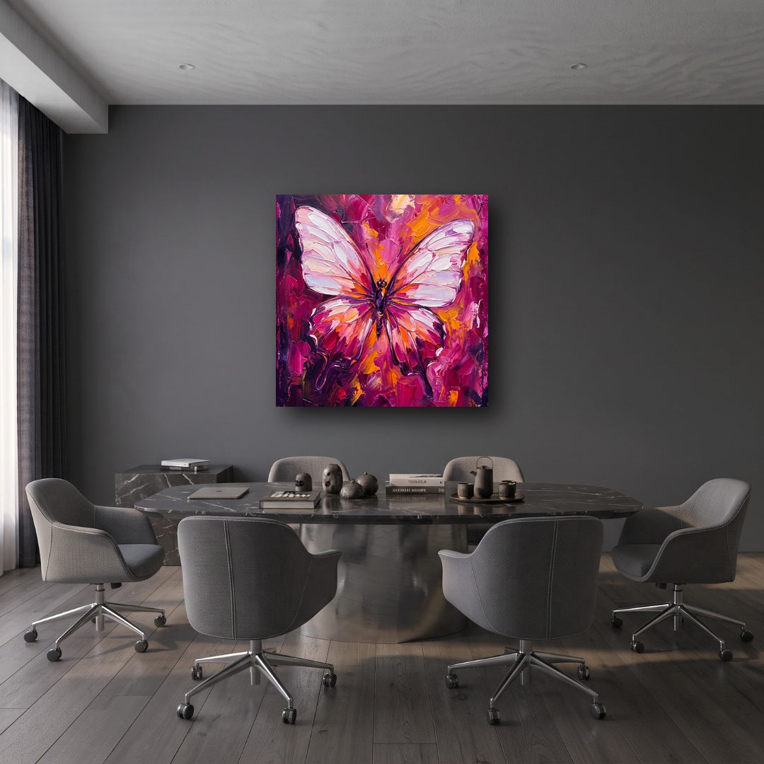 Vibrant Butterfly Canvas Wall Art - Office View