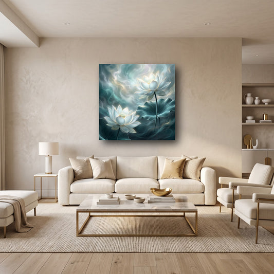Serene Lotus Canvas Wall Art - Home View