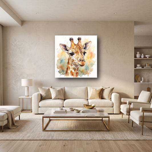 Charming Giraffe Canvas Wall Art - Home View