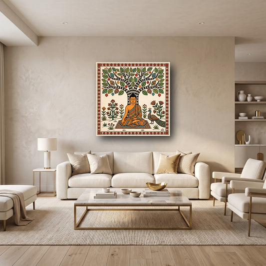 Buddha Under Bodhi Tree Canvas Wall Art - Home View