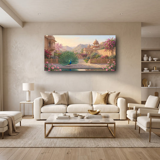 Palace Peacock Canvas Wall Art - Home View