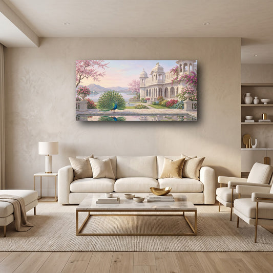 Palace Peacock Canvas Wall Art - Home View