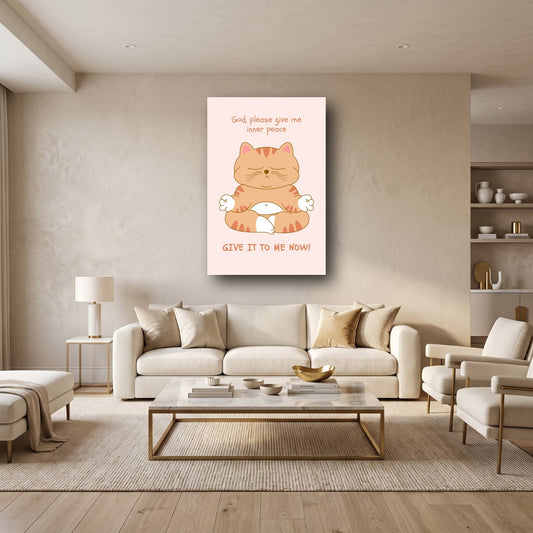 Inner Peace Cat Canvas Wall Art - Home View
