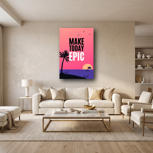 Make Today Epic Sunset Palm Canvas Wall Art - Home View