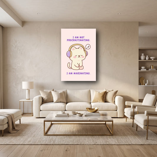 Marinating Cat Canvas Wall Art - Home View