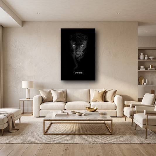 Black Panther Focus Canvas Wall Art - Home View