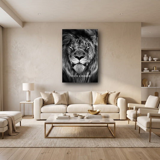Lion Mirror Canvas Wall Art - Home View