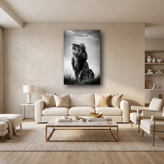 Breathe Lion Canvas Wall Art - Home View