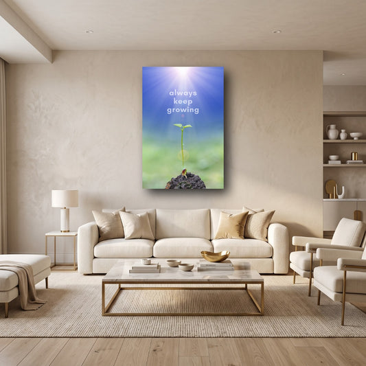 Always Keep Growing Seedling Canvas Wall Art - Home View