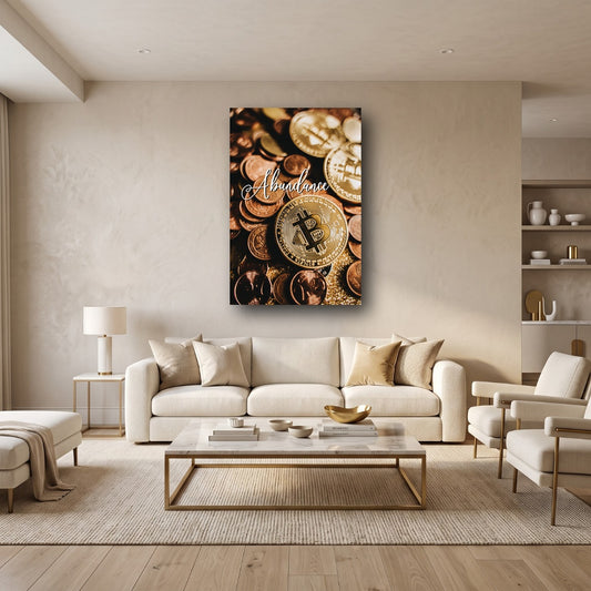 Abundance Bitcoin Motivational Canvas Wall Art - Home View