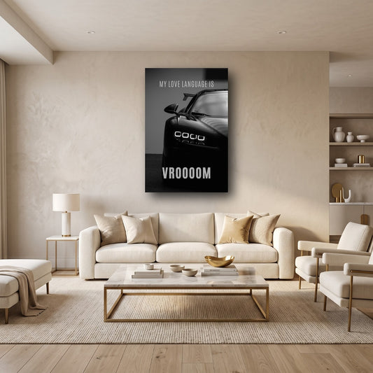 Vroooom Luxury Car Canvas Wall Art - Home View