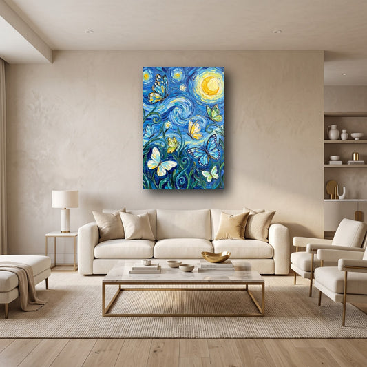 Starlit Butterflies Canvas Wall Art - Home View
