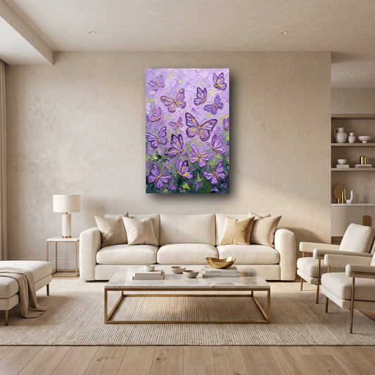 Purple Butterfly Canvas Wall Art - Home View