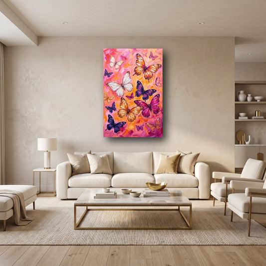 Vibrant Butterfly Canvas Wall Art - Home View