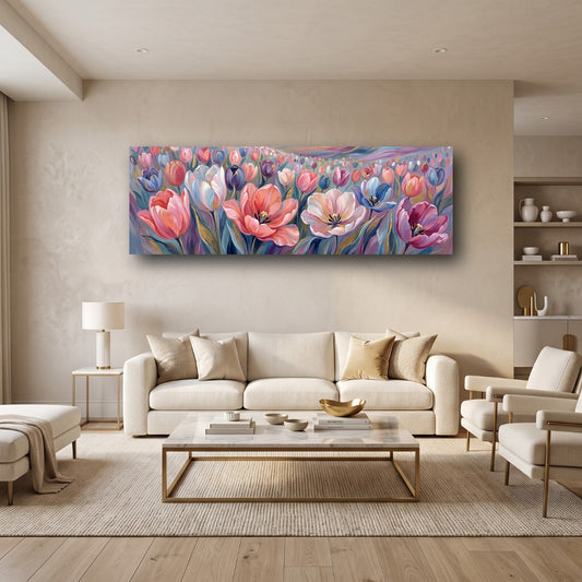Tulip Meadow Canvas Wall Art - Home View