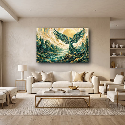 Golden Guardian Canvas Wall Art - Home View