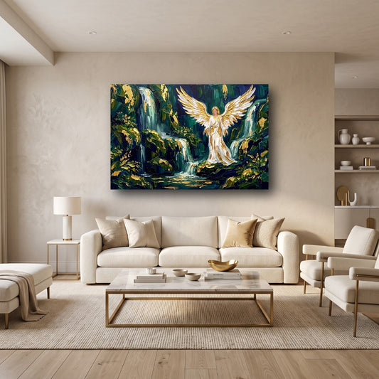 Golden Angel Waterfall Canvas Wall Art - Home View
