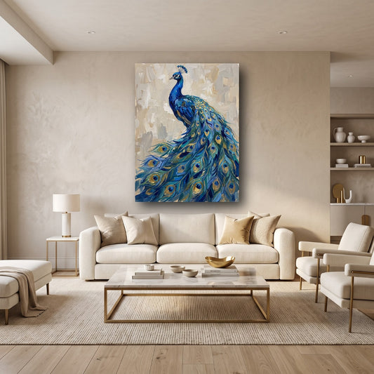 Graceful Peacock Canvas Wall Art - Home View
