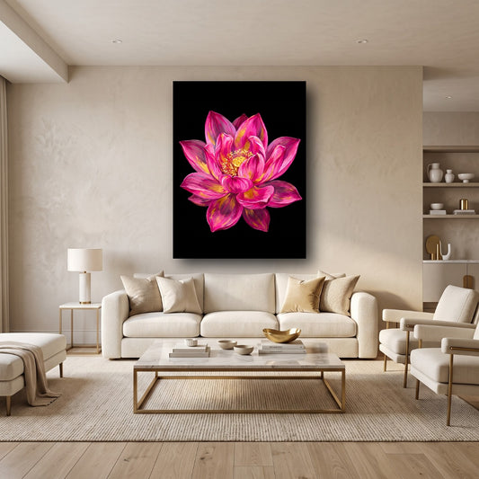 Vibrant Lotus Canvas Wall Art - Home View