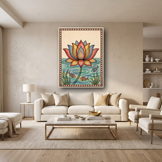 Vibrant Lotus Canvas Wall Art - Home View