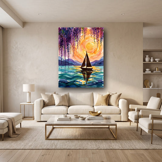 Sunset Voyage Canvas Wall Art - Home View