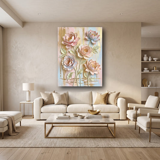 Blooming Serenity Floral Canvas Wall Art - Home View