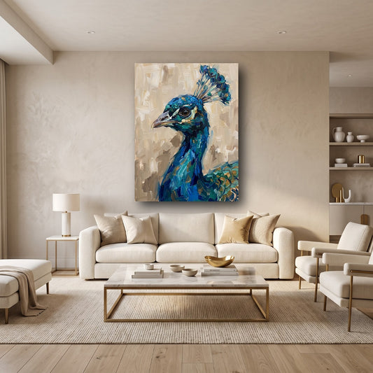 Majestic Peacock Canvas Wall Art - Home View