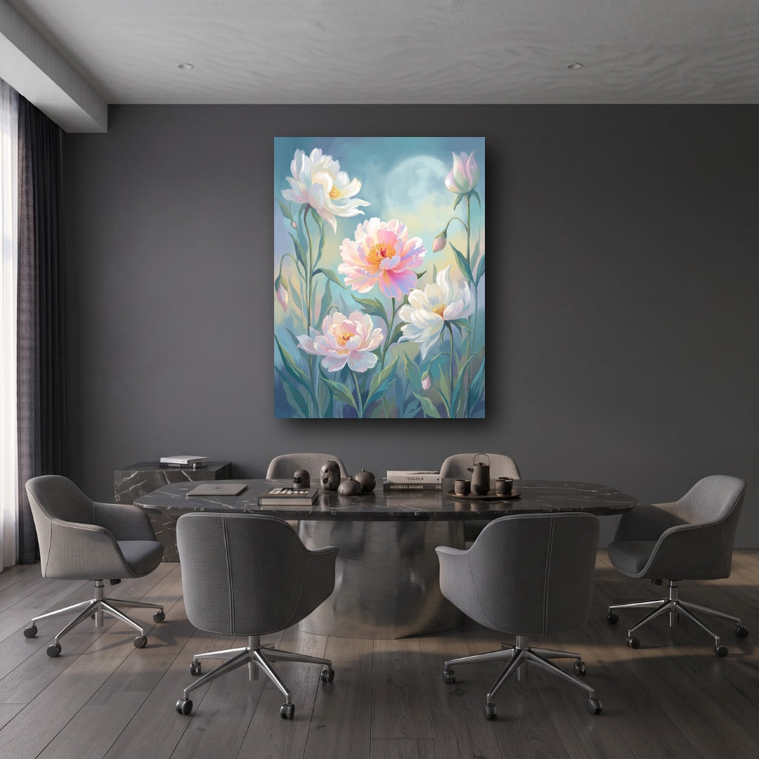 Blushing Bloom Canvas Wall Art - Office View