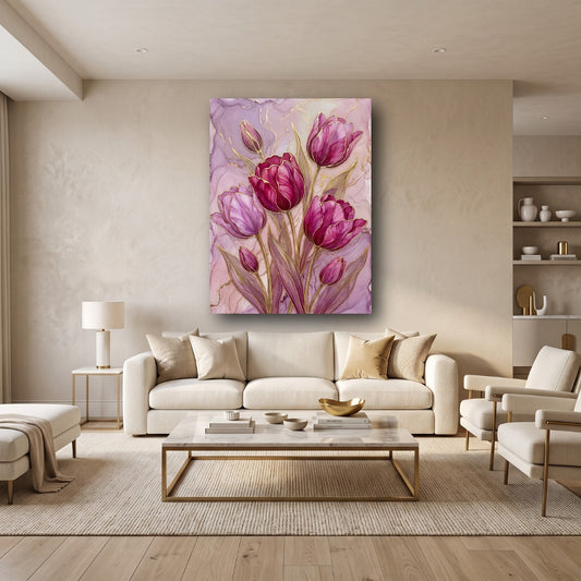Tulip Harmony Canvas Wall Art - Home View