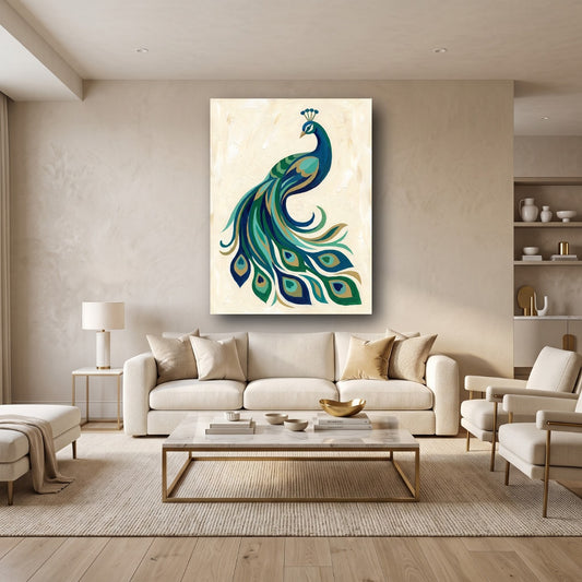Graceful Peacock Canvas Wall Art - Home View