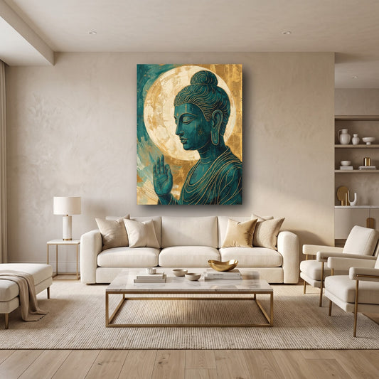 Golden Buddha Canvas Wall Art - Home View