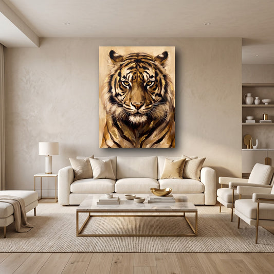 Golden Tiger Canvas Wall Art - Home View