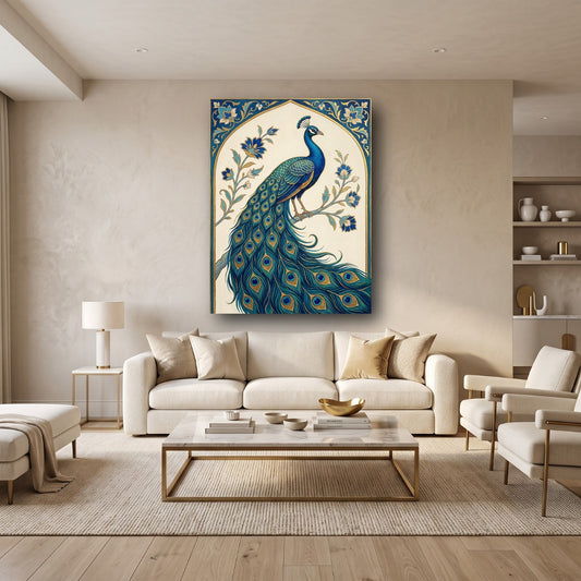 Regal Peacock Canvas Wall Art - Home View