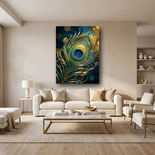 Golden Feather Canvas Wall Art - Home View