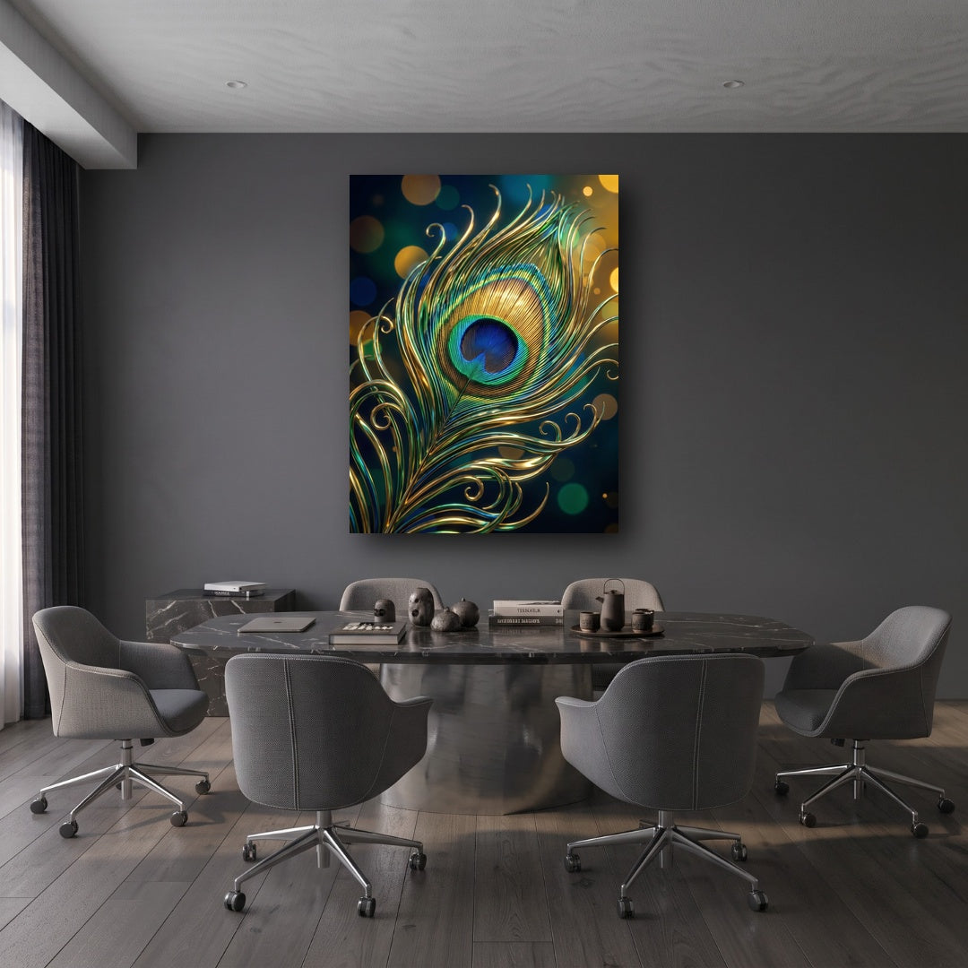 Golden Feather Canvas Wall Art - Office View