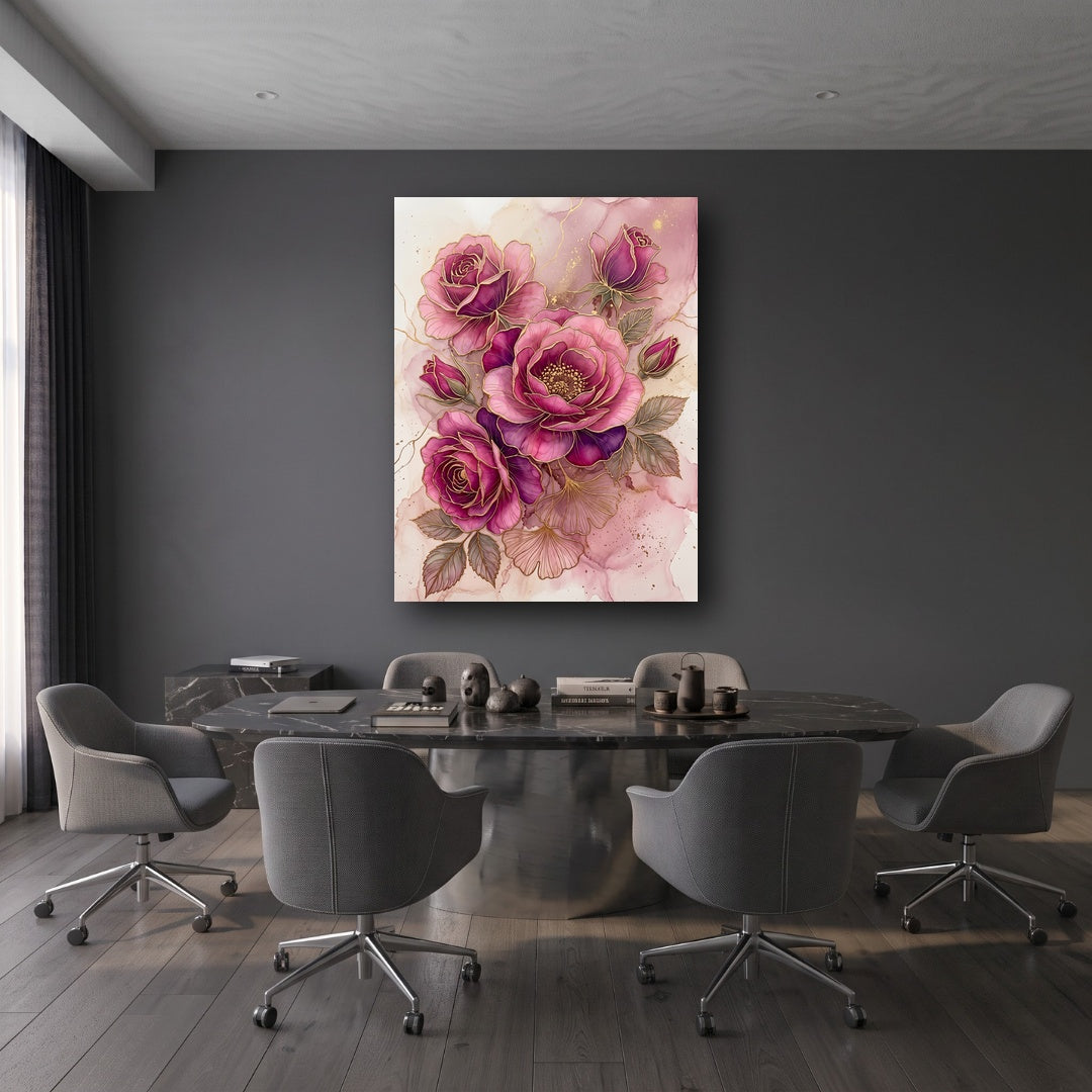 Blushing Rose Canvas Wall Art - Office View