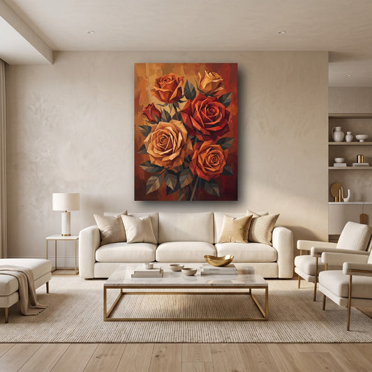 Geometric Roses Canvas Wall Art - Home View