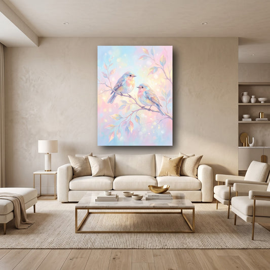 Pastel Bird Canvas Wall Art - Home View