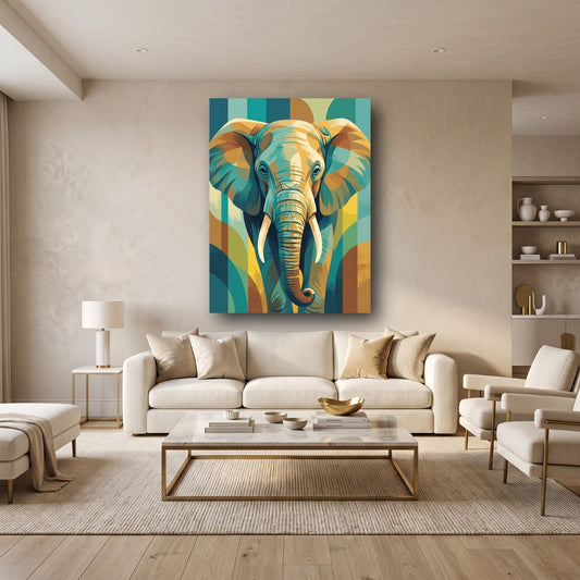 Geometric Elephant Canvas Wall Art - Home View