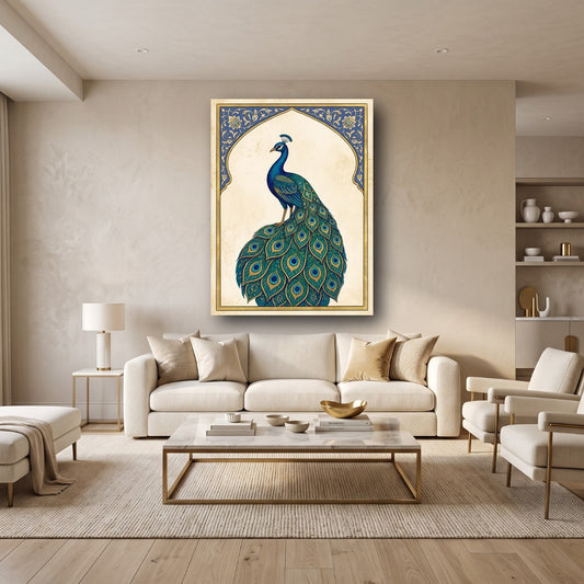 Regal Peacock Canvas Wall Art - Home View