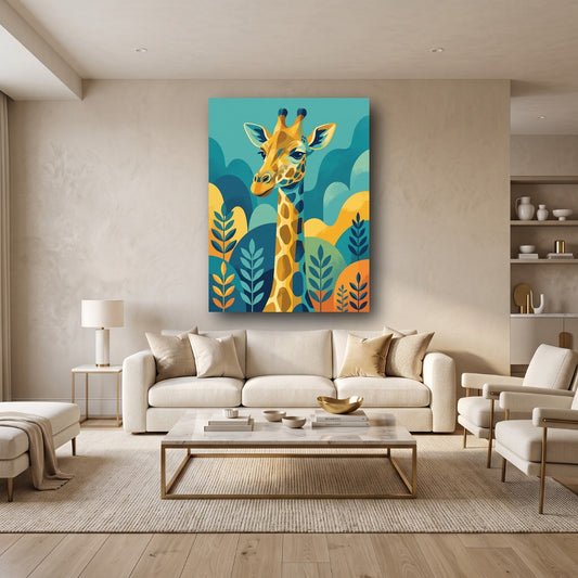 Vibrant Giraffe Canvas Wall Art - Home View