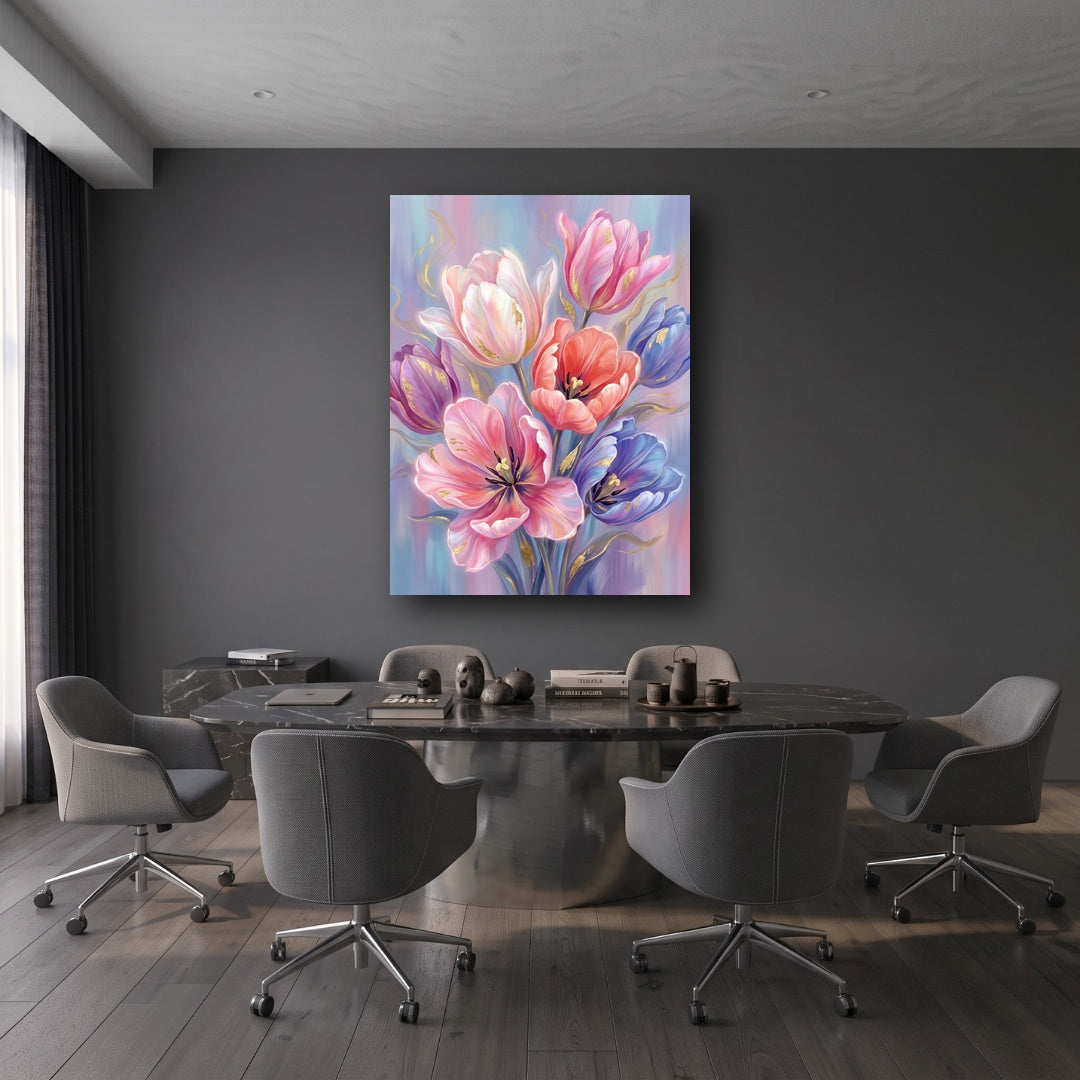 Tulip Harmony Canvas Wall Art - Office View