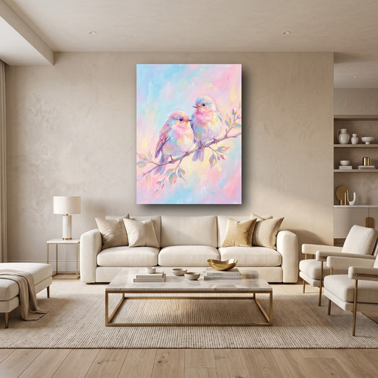 Pastel Birds Canvas Wall Art - Home View