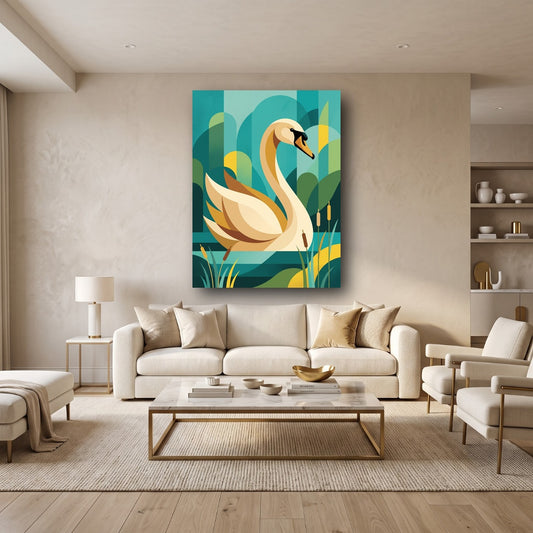 Swan Serenade Canvas Wall Art - Home View