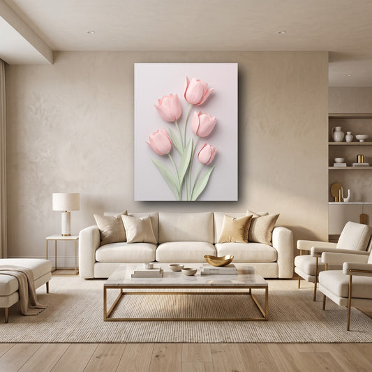 Blush Blooms Canvas Wall Art - Home View